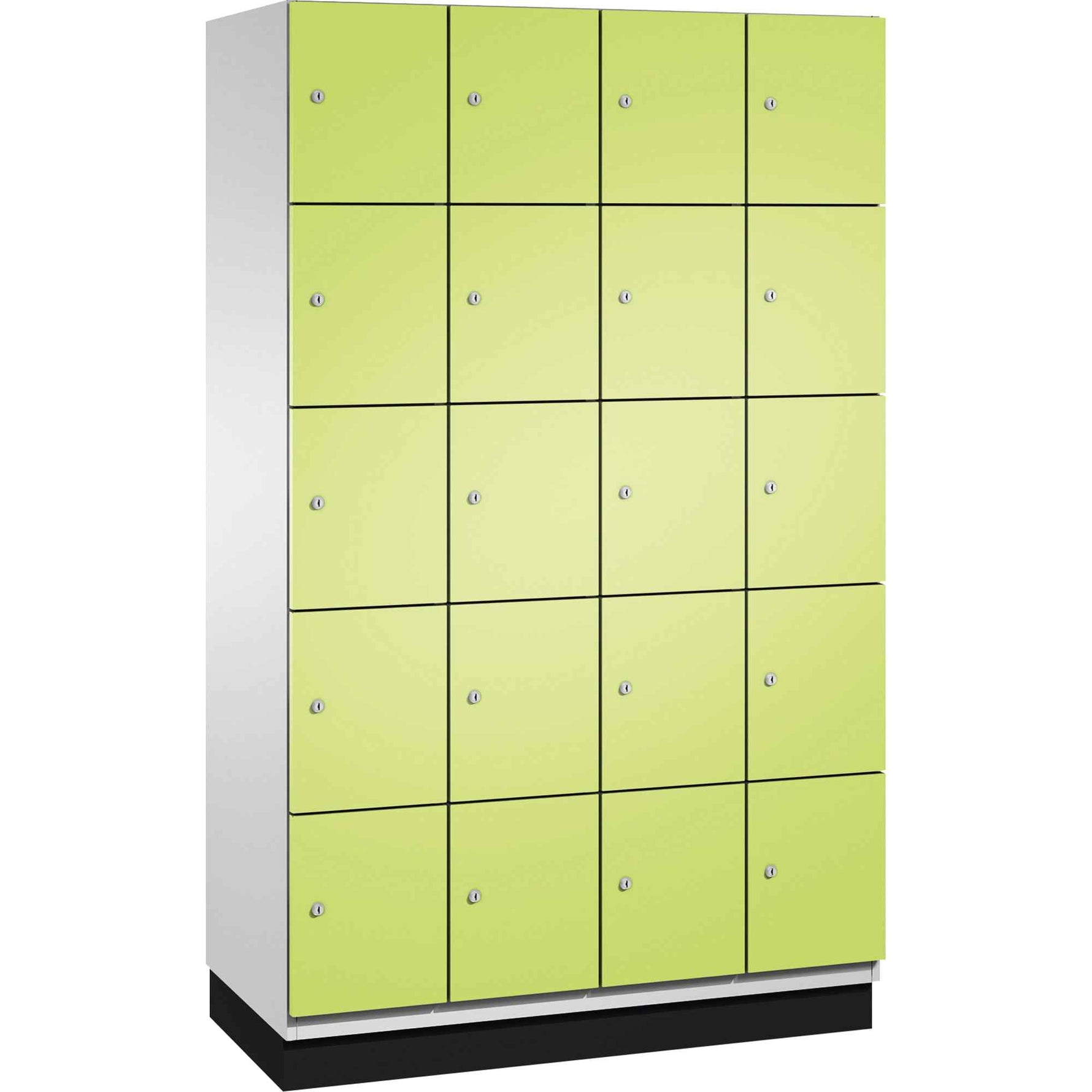 C+P Schließfachschrank Cambio mit Sockel 1.200 x 1.950 x 525 mm (B x H x t) 20 Fächer lichtgrau
