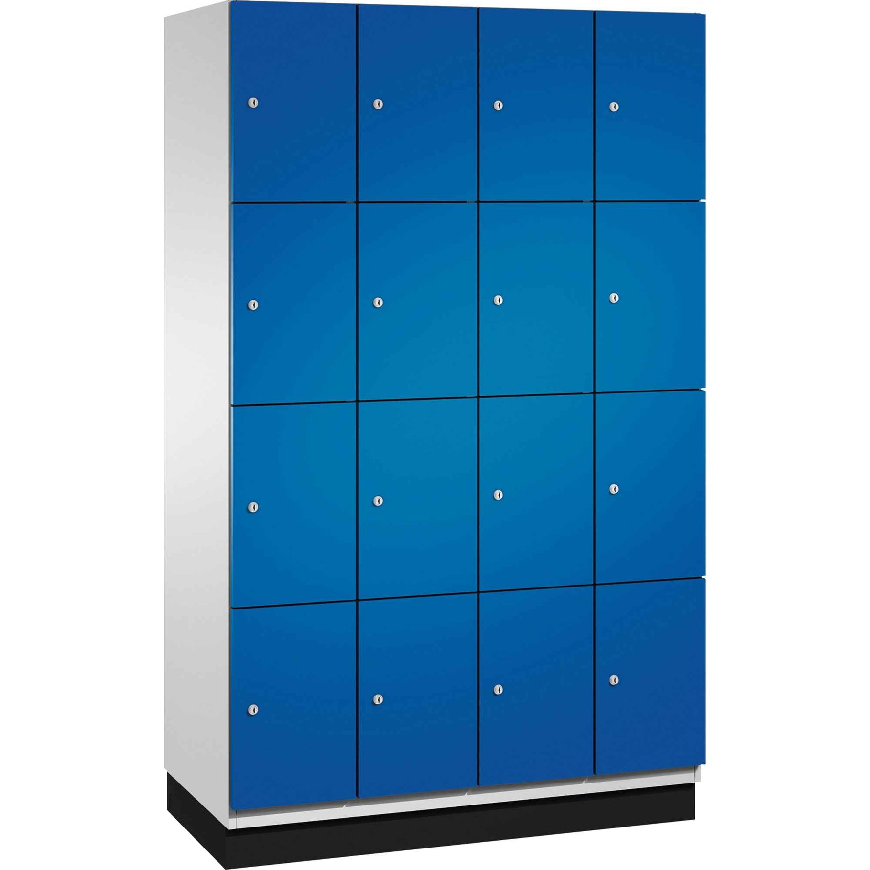 C+P Schließfachschrank Cambio mit Sockel 1.200 x 1.950 x 525 mm (B x H x T) 16 Fächer lichtgrau