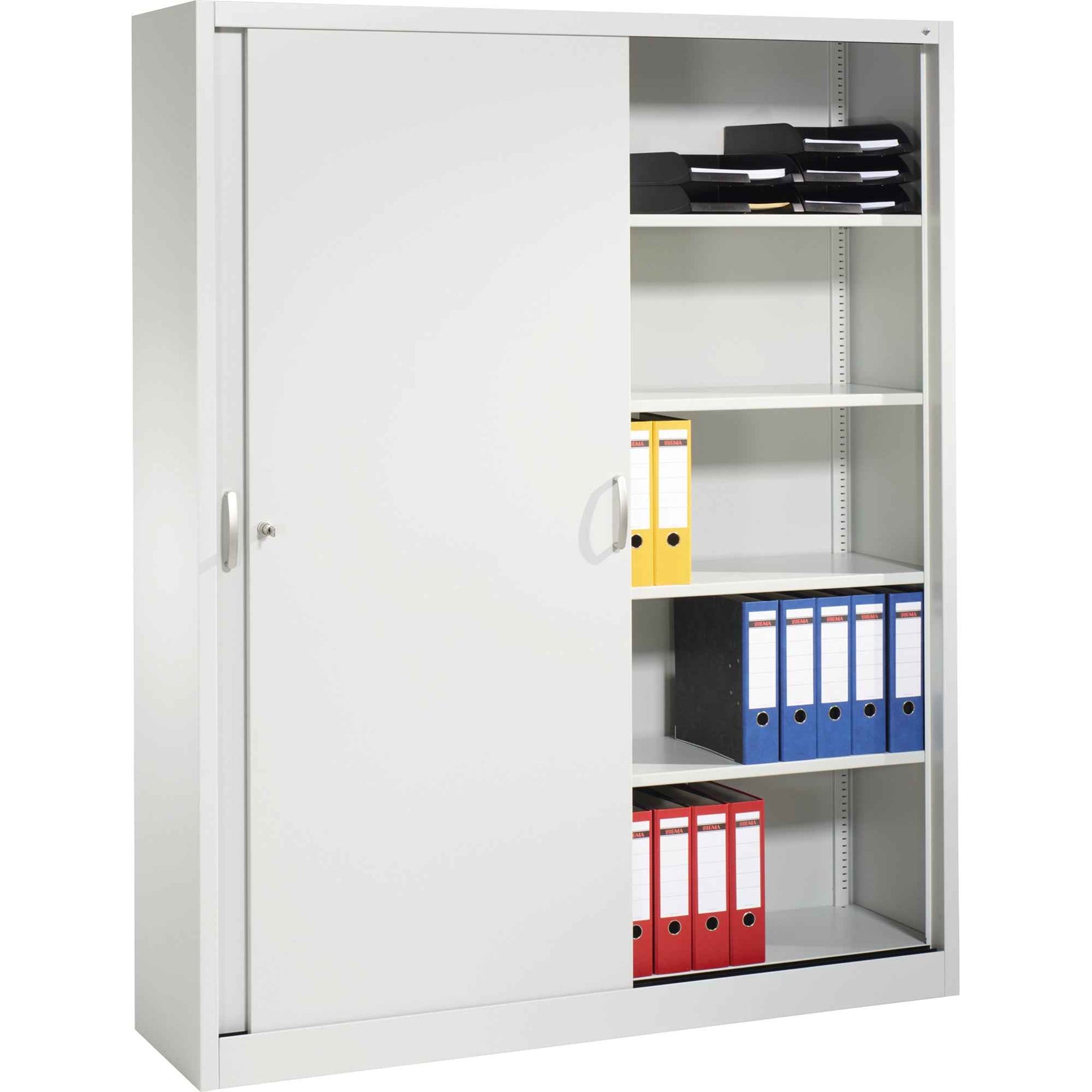 C+P Schiebetürenschrank Acurado 2 x 5 Ordnerhöhen 1.600 x 1.950 x 400 mm (B x H x T) lichtgrau