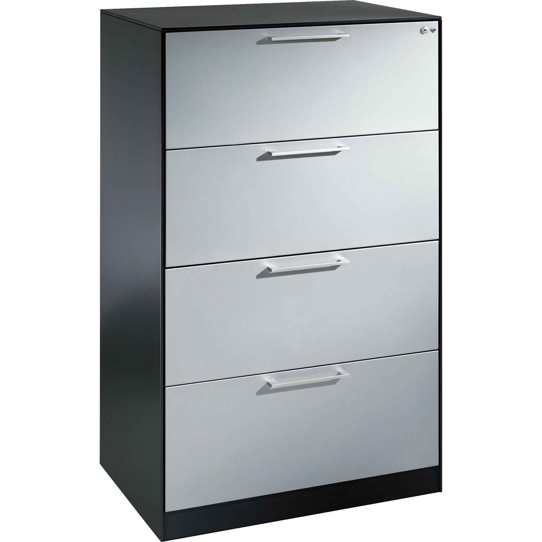 C+P Hängeregistraturschrank Asisto 800 x 1.298 x 600 mm (B x H x T) weißaluminium schwarzgrau