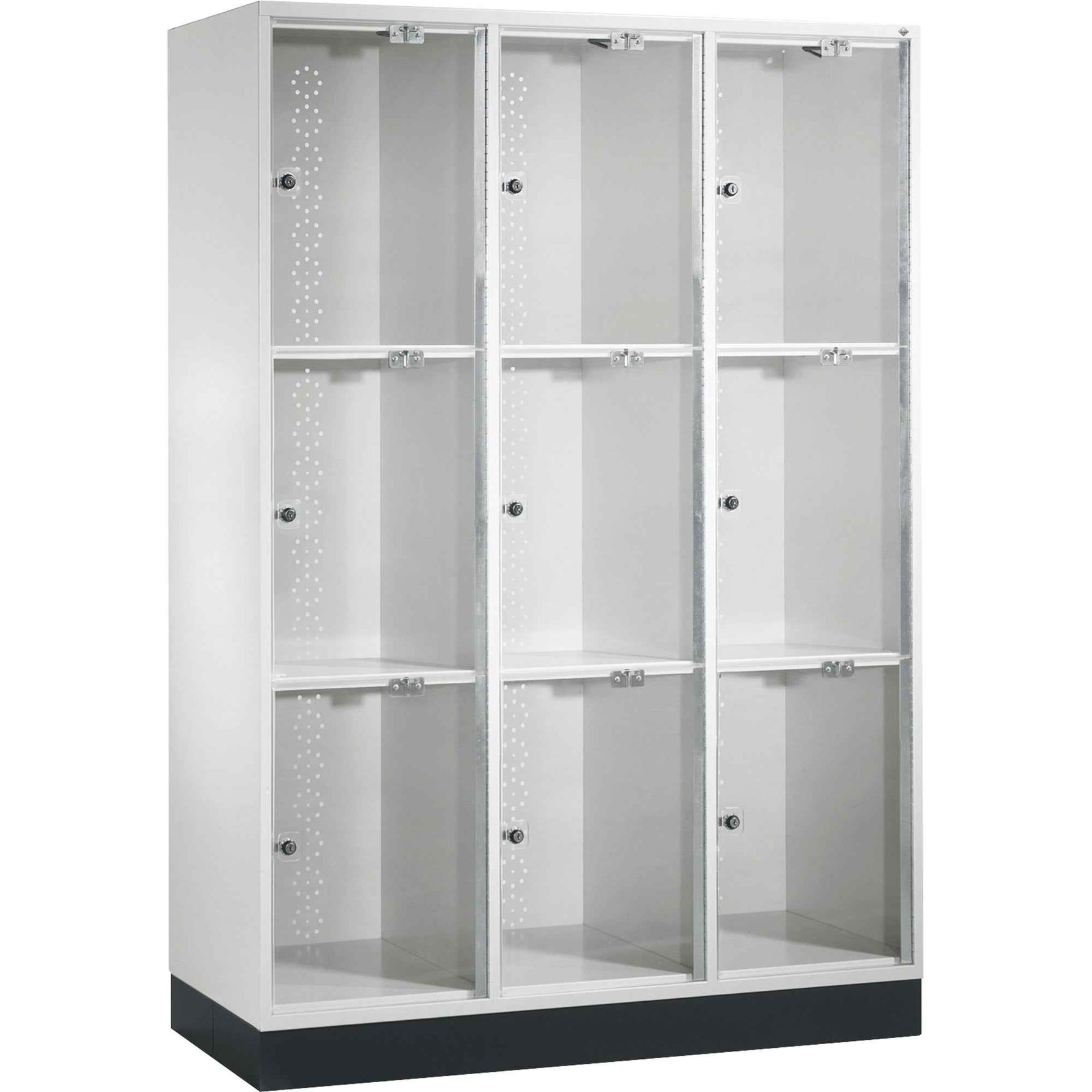 C+P Schließfachschrank Intro XL Acrylglas 1.220 x 1.750 x 500 mm (B x H x T) 3 Abteile 6 x 2 Schlüssel 66,79 kg