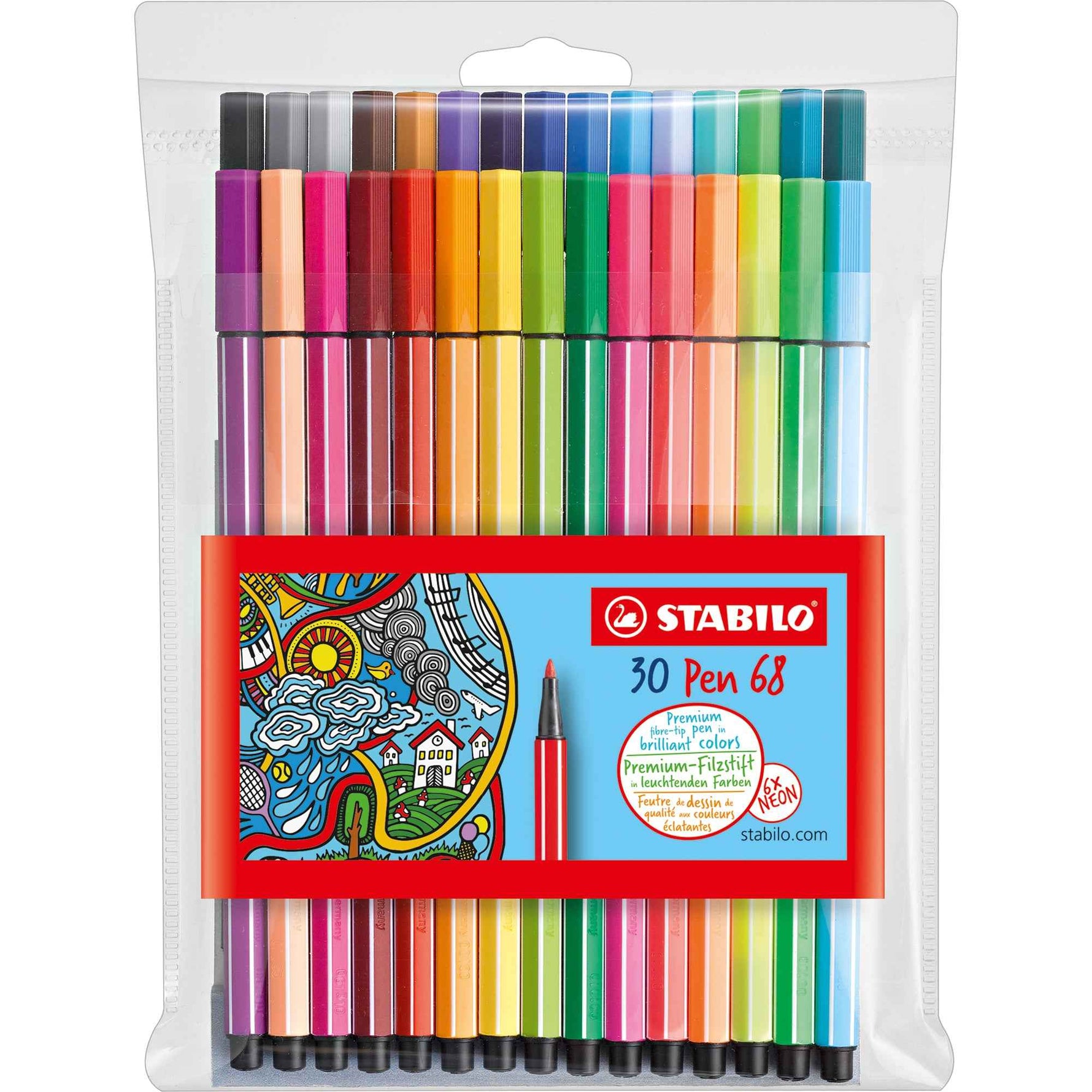 STABILO® Fasermaler Pen 68 Kunststoffetui 30 St./Pack.