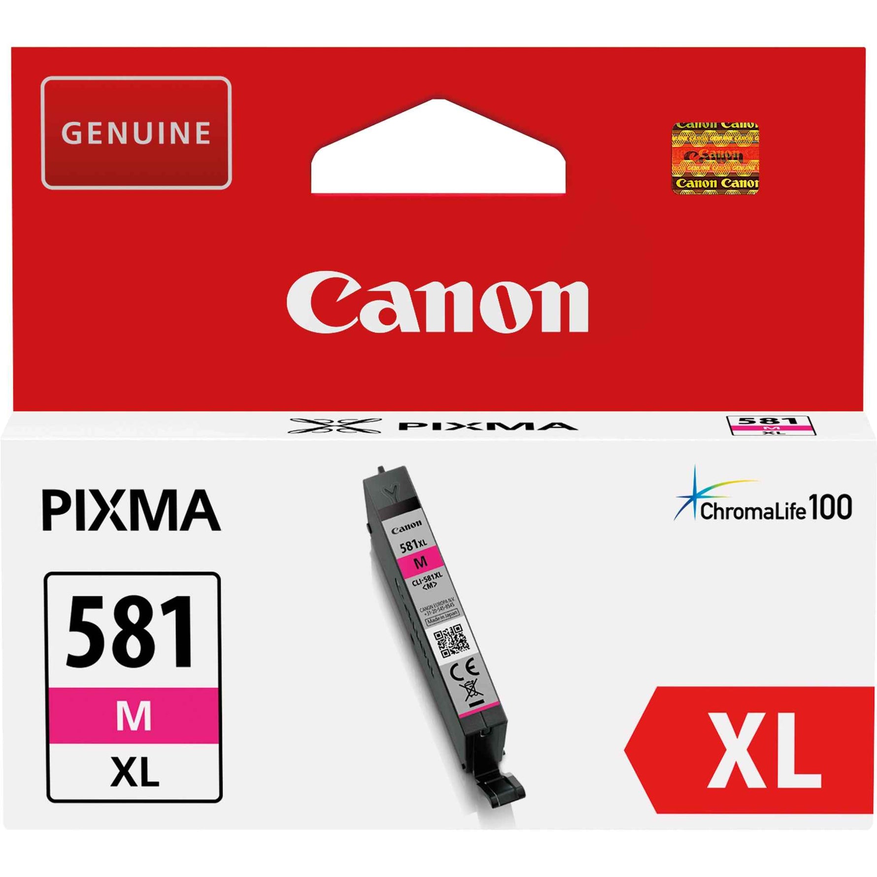 Canon Tintenpatrone CLI-581XL M Magenta für Drucker, hochwertige Druckpatrone mit Magenta Tinte, Seitensicht