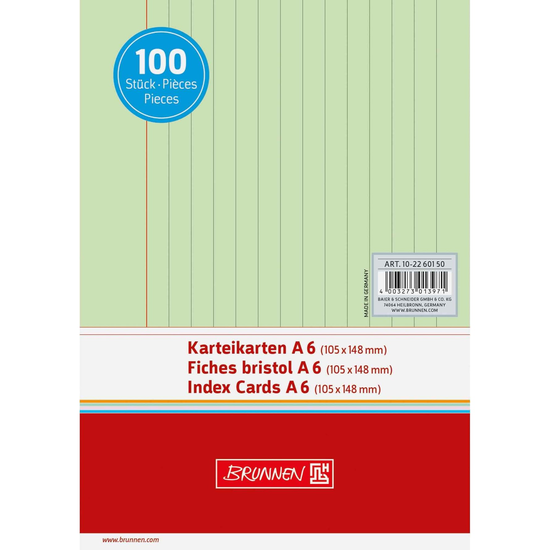BRUNNEN Karteikarte DIN A6 quer liniert