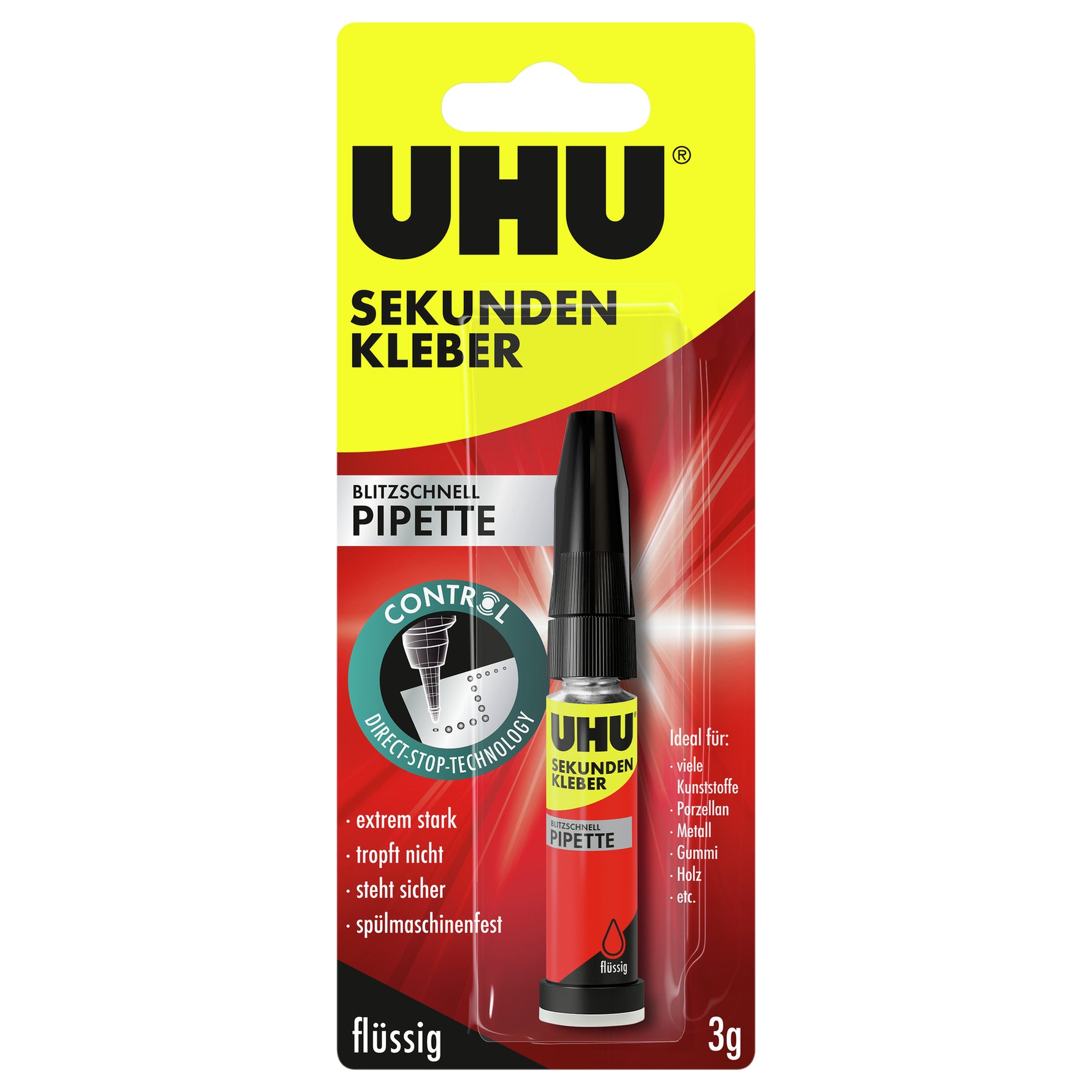 UHU® Sekundenkleber blitzschnell PIPETTE Control - Wiepa Bürofachpartner