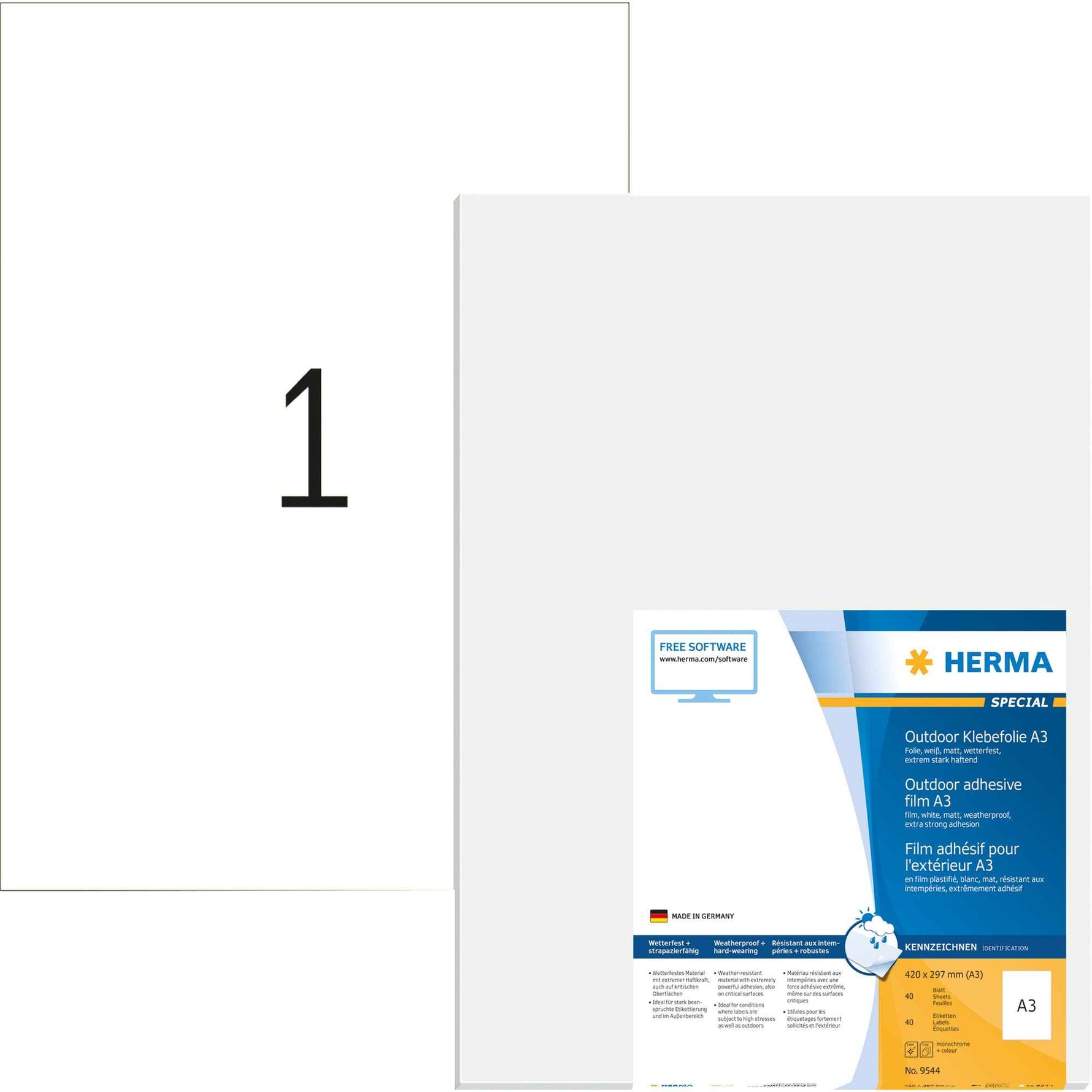 HERMA Folienetikett SPECIAL 297 x 420 mm (B x H) 40 Etik./Pack.
