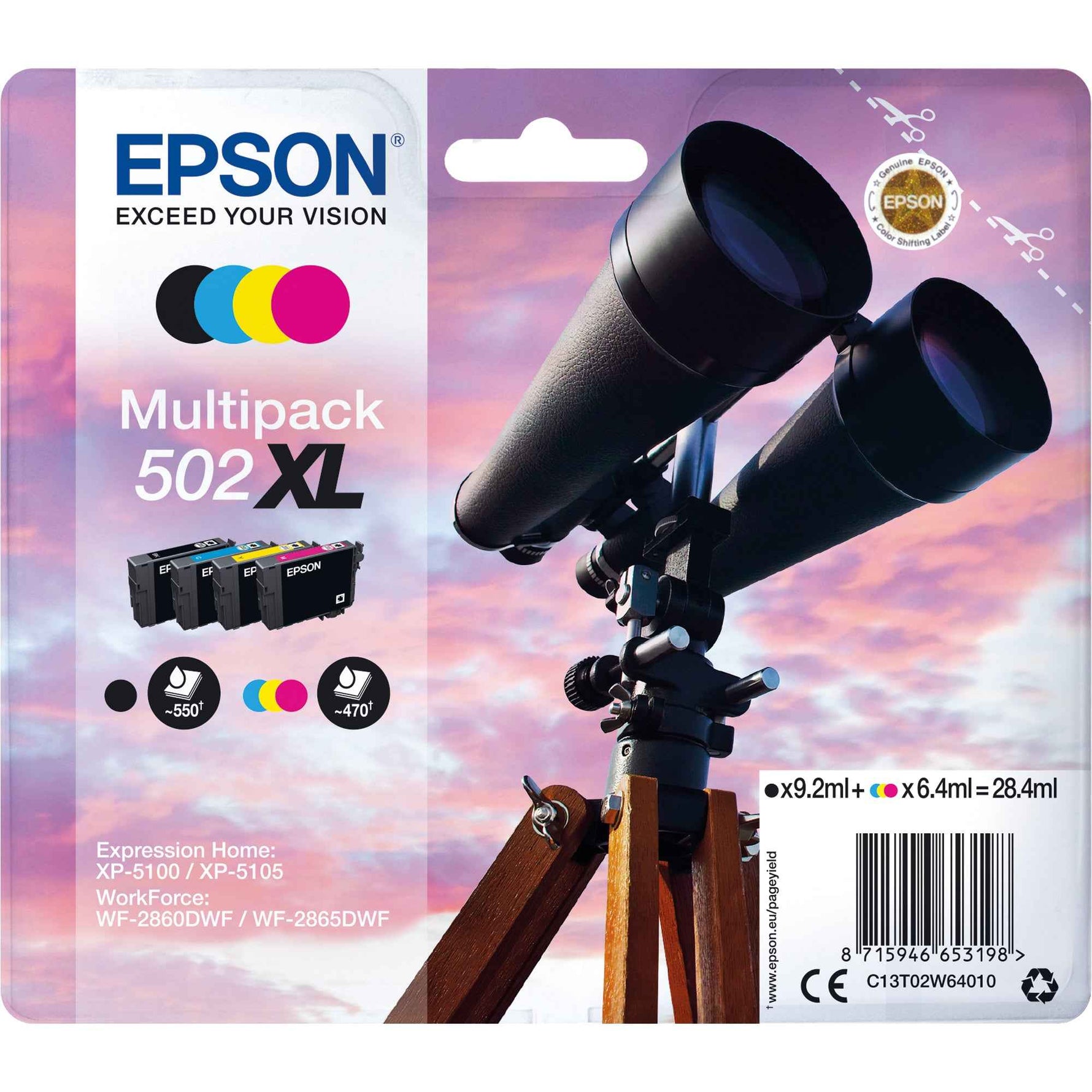 Epson Tintenpatrone 502XL schwarz, cyan, magenta, gelb