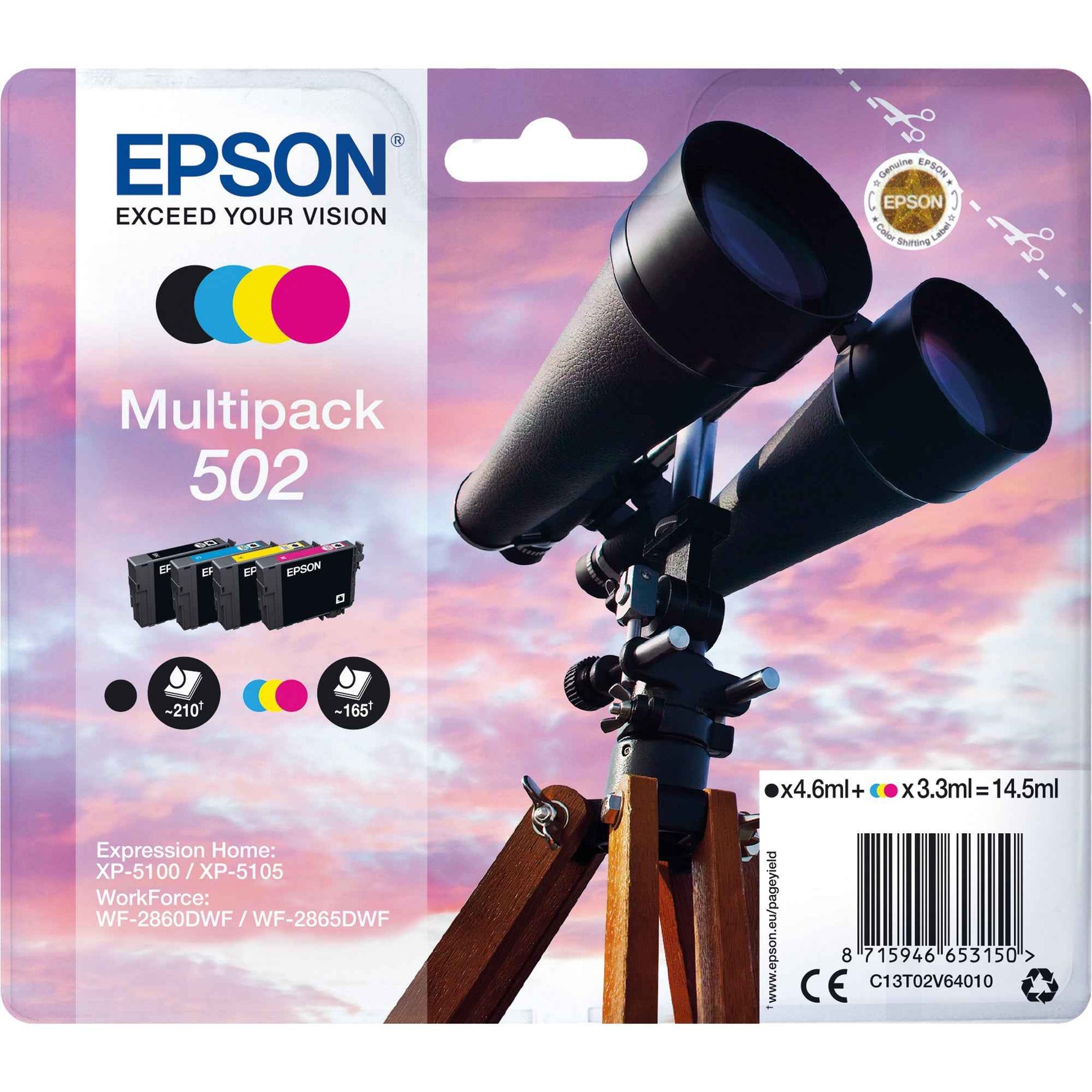Epson Tintenpatrone 502 schwarz, cyan, magenta, gelb