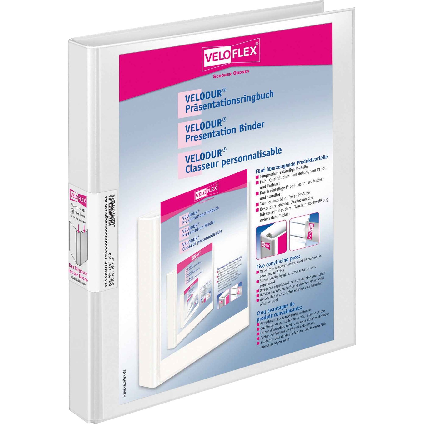Veloflex Präsentationsringbuch VELODUR® 20 mm DIN A4 2 Ringe, Rundmechanik