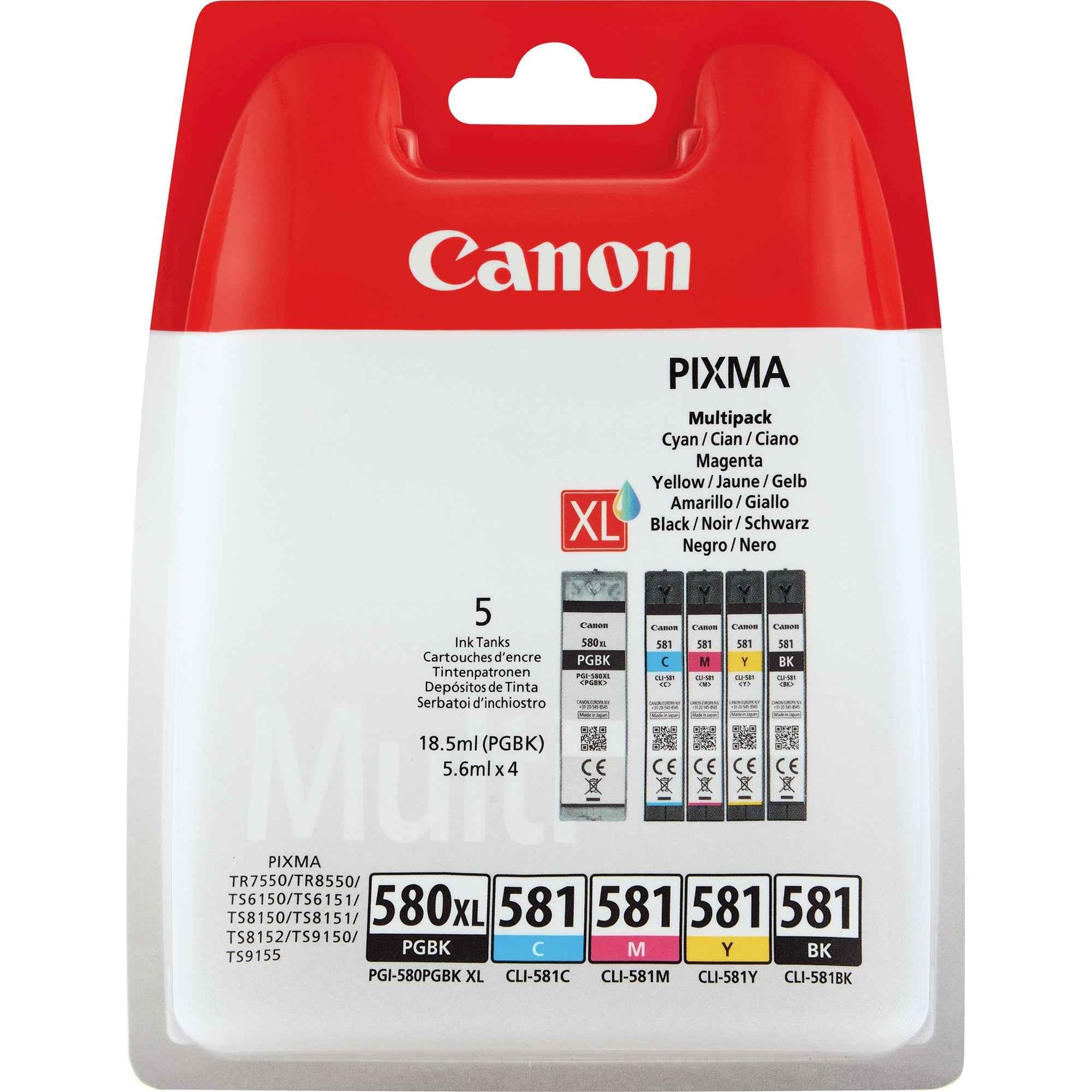 Canon Tintenpatrone PGI-580PGBK/CLI-581 BK/C/M/Y schwarz, fotoschwarz, cyan, magenta, gelb