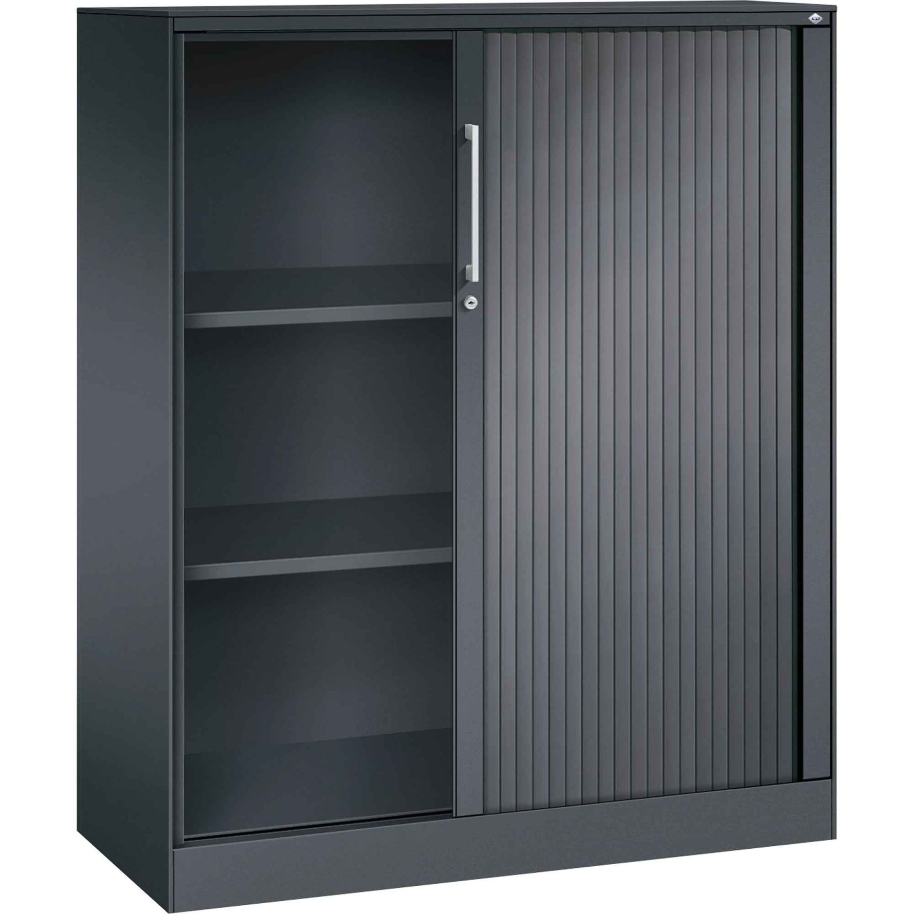 C+P Rollladenschrank Asisto 3 Ordnerhöhen 1.000 x 1.310 x 435 mm (B x H x T) schwarzgrau