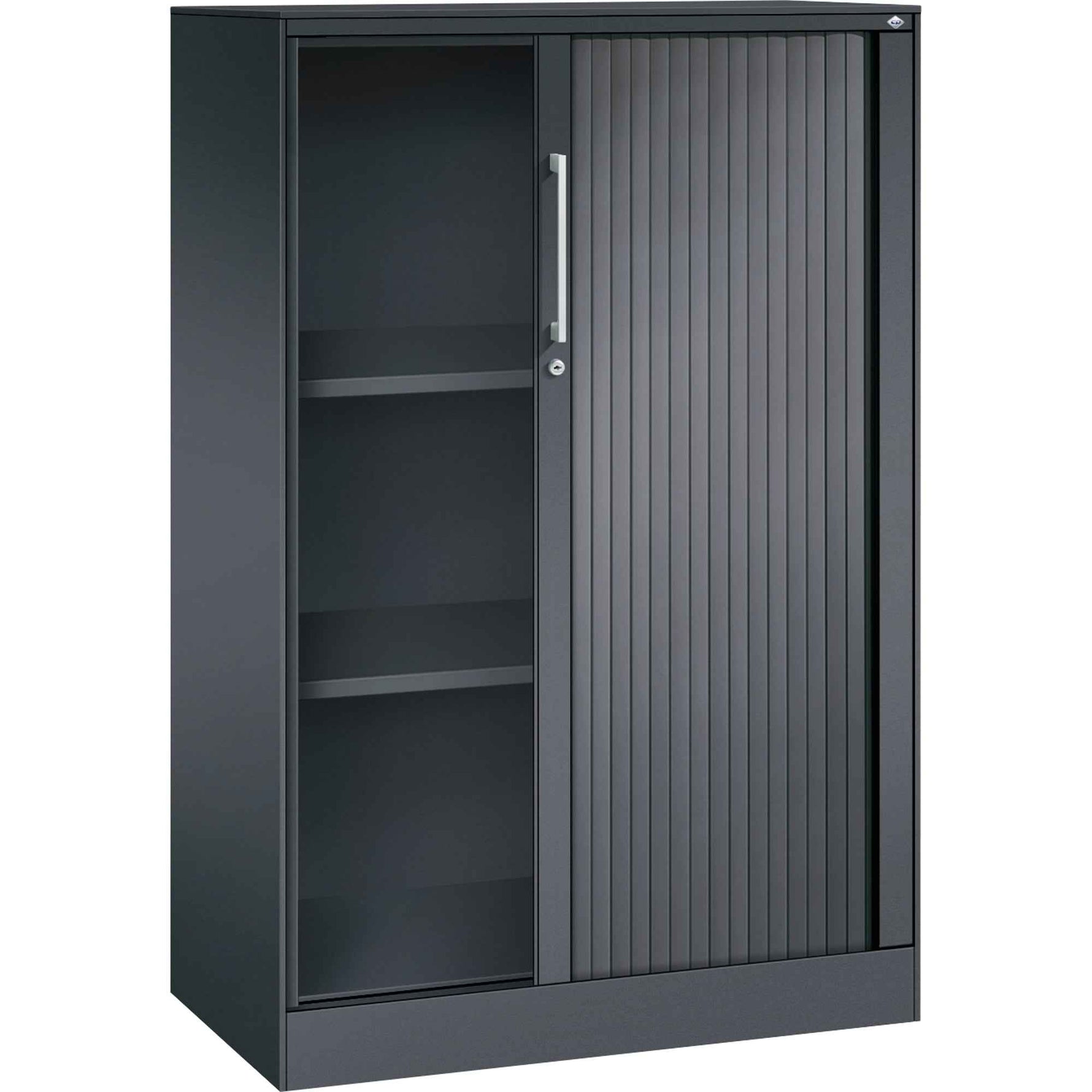 C+P Rollladenschrank Asisto 3 Ordnerhöhen 800 x 1.310 x 435 mm (B x H x T) schwarzgrau