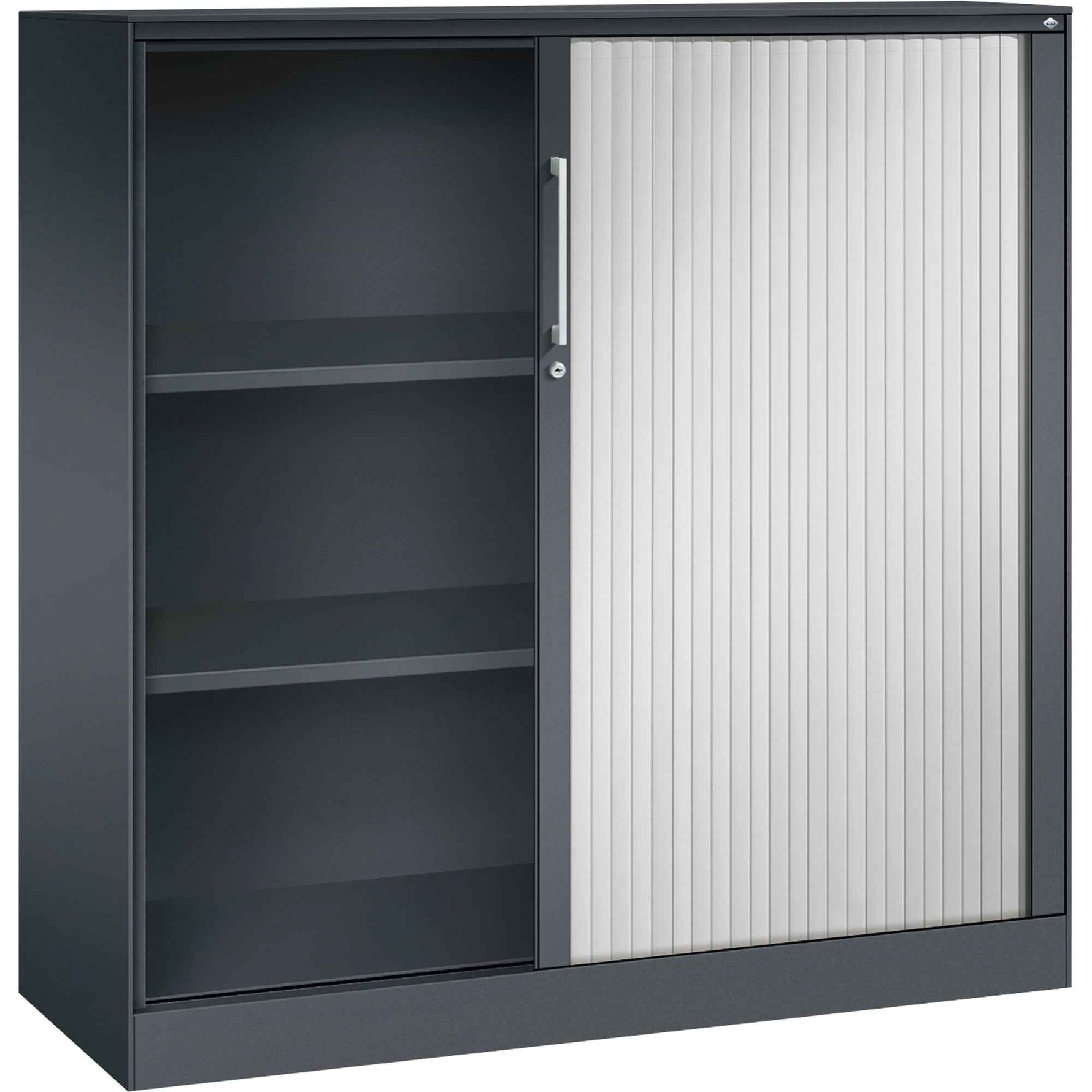 C+P Rollladenschrank Asisto 3 Ordnerhöhen 1.200 x 1.310 x 435 mm (B x H x T) schwarzgrau