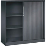 C+P Rollladenschrank Asisto 3 Ordnerhöhen 1.200 x 1.310 x 435 mm (B x H x T) schwarzgrau