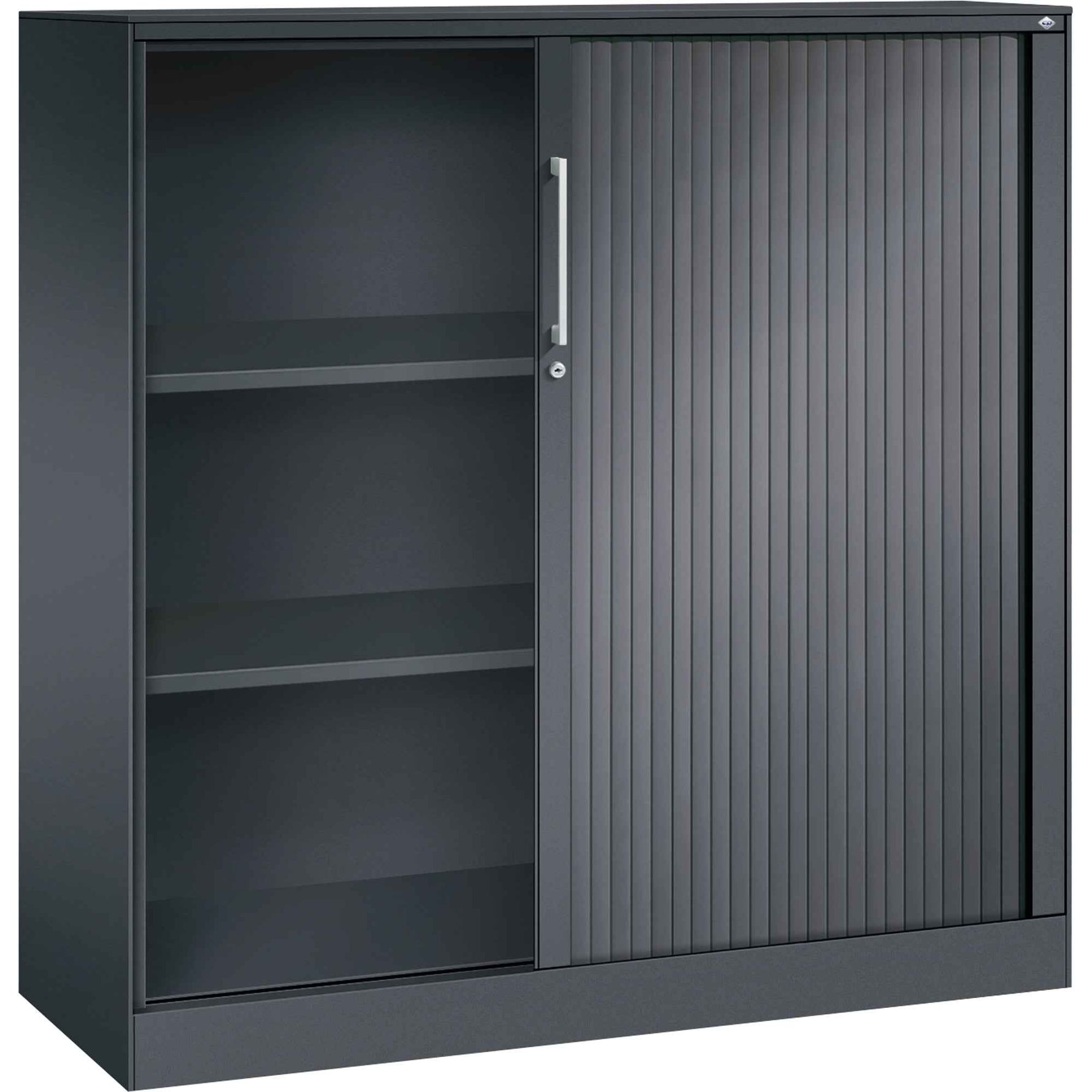 C+P Rollladenschrank Asisto 3 Ordnerhöhen 1.200 x 1.310 x 435 mm (B x H x T) schwarzgrau