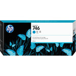 HP Tintenpatrone 746 Cyan, original Druckerpatrone für HP Drucker, zeigt die bläuliche Tintenpatrone in der Verpackung