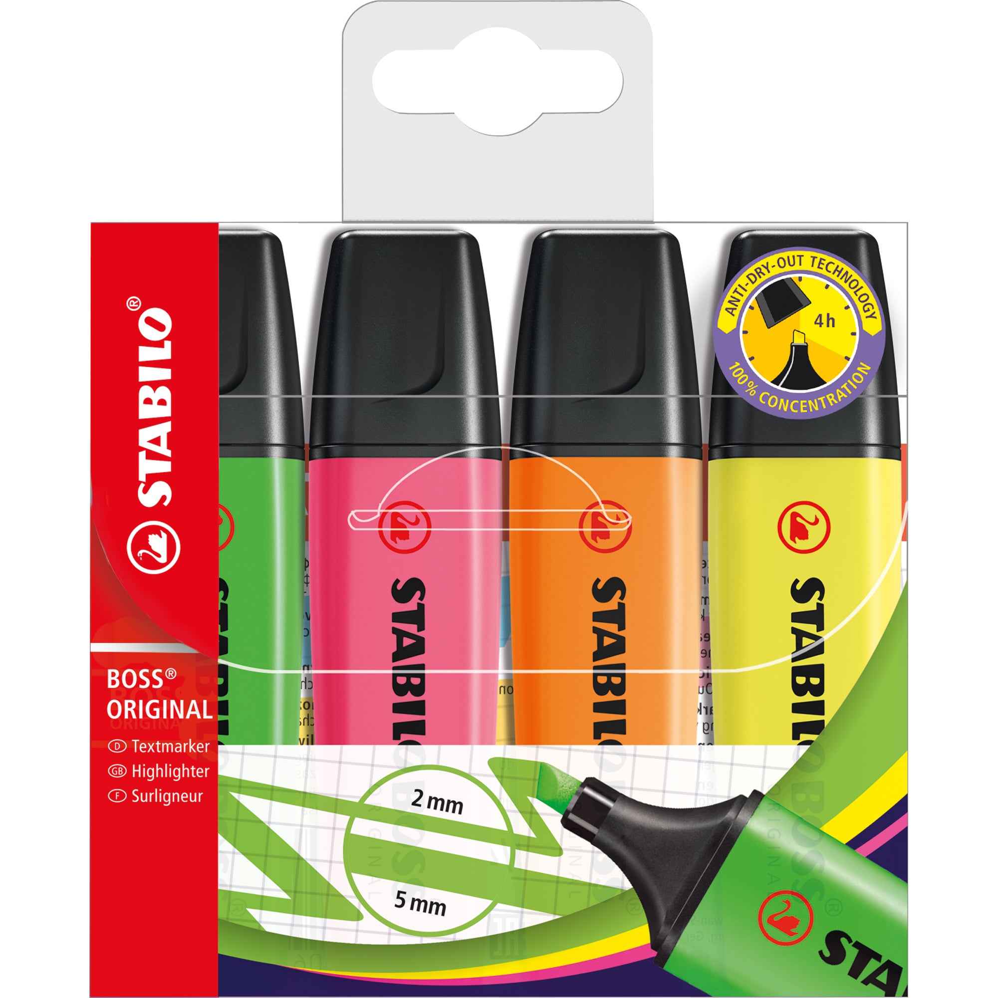 STABILO® Textmarker BOSS® ORIGINAL 4 St./Pack.