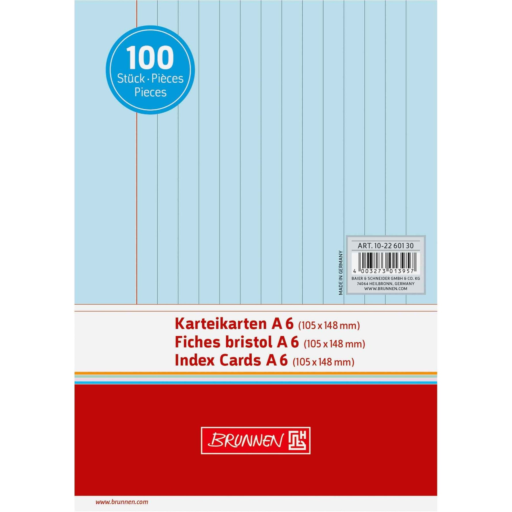 BRUNNEN Karteikarte DIN A6 quer liniert