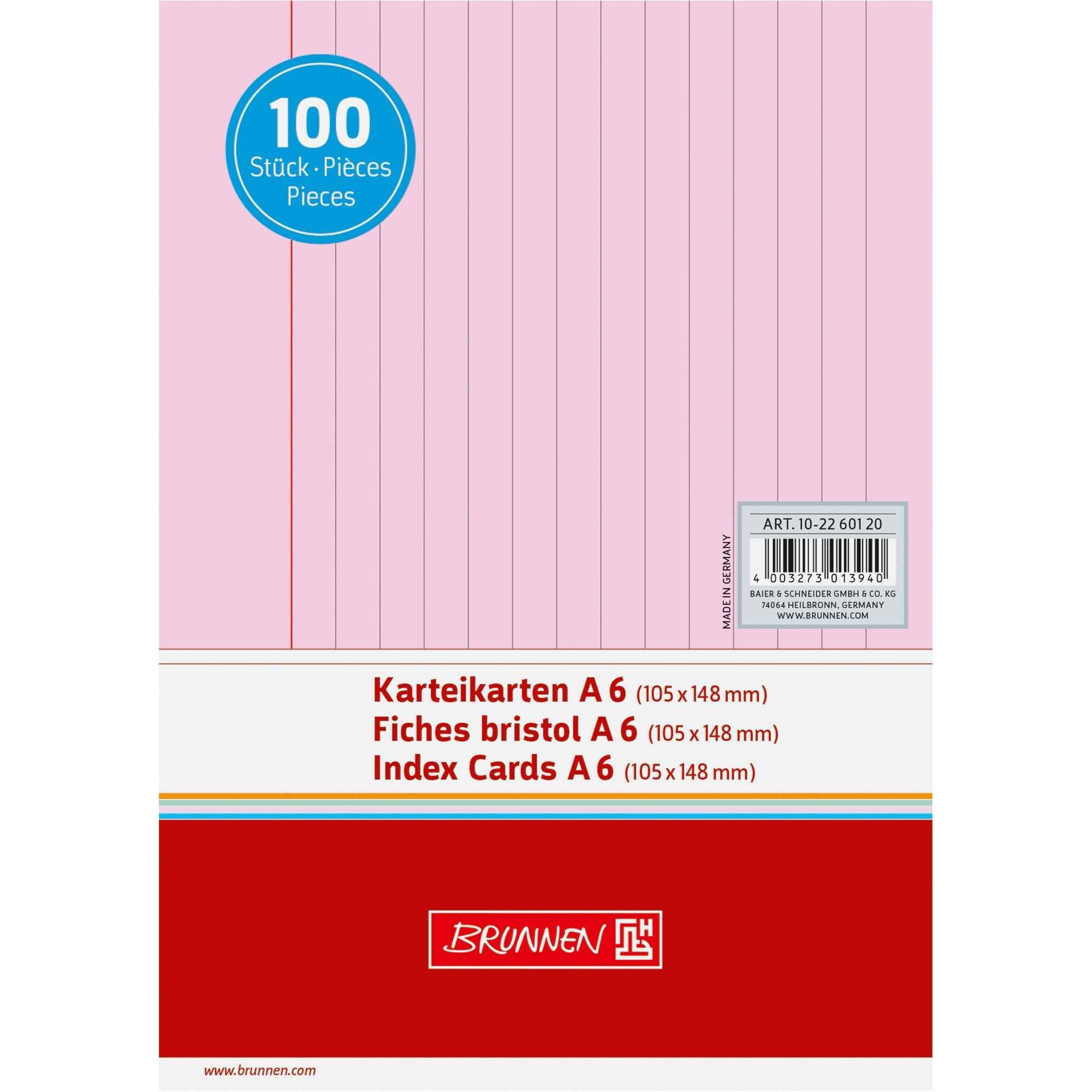 BRUNNEN Karteikarte DIN A6 quer liniert
