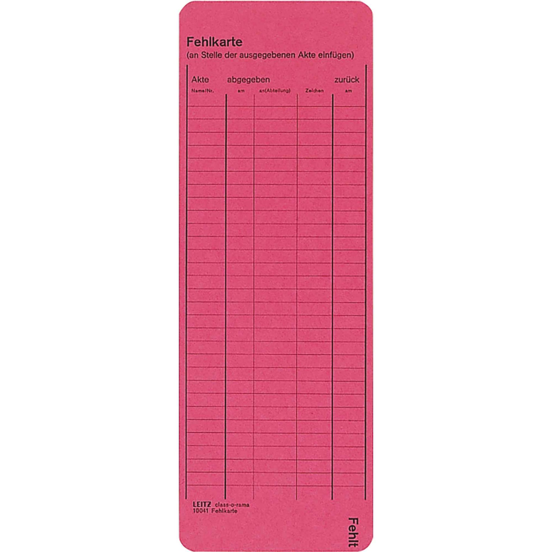Leitz Einstellfehlkarte