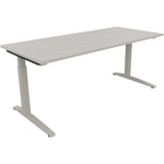 Neutralware Schreibtisch all in one 1.800 x 650-850 x 800 mm (B x H x T) Flachkufe Quadratrohr lichtgrau – Produktbild 2