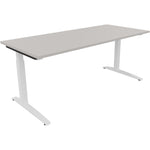 Neutralware Schreibtisch all in one 1.800 x 650-850 x 800 mm (B x H x T) Flachkufe Quadratrohr lichtgrau – Produktbild 3