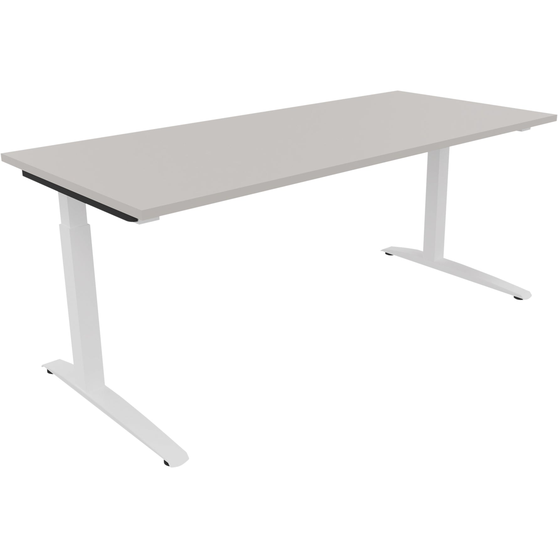 Neutralware Schreibtisch all in one 1.800 x 650-850 x 800 mm (B x H x T) Flachkufe Quadratrohr lichtgrau – Produktbild 3