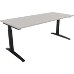 Neutralware Schreibtisch all in one 1.800 x 650-850 x 800 mm (B x H x T) Flachkufe Quadratrohr lichtgrau