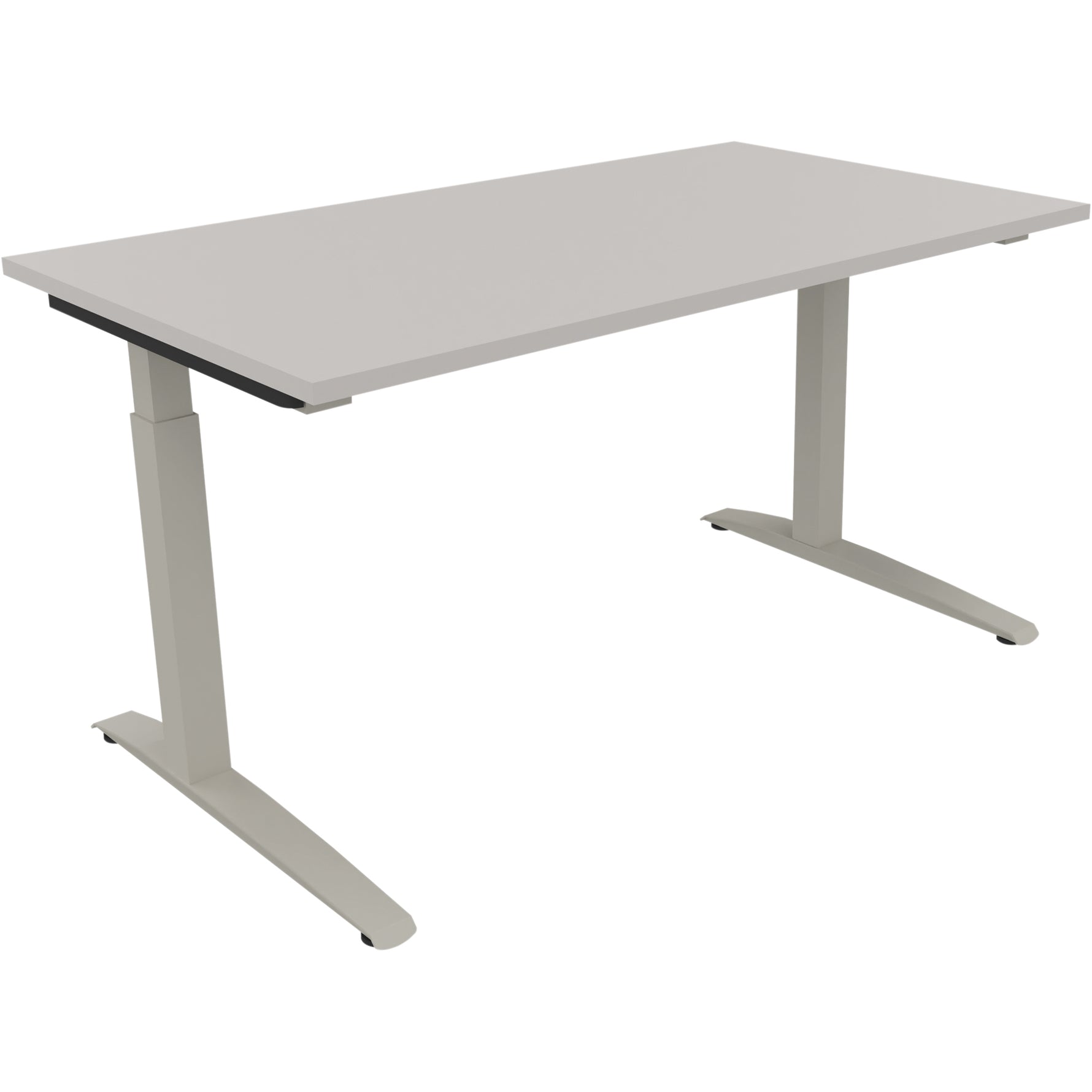 Neutralware Schreibtisch all in one 1.400 x 650-850 x 800 mm (B x H x T) Flachkufe Quadratrohr lichtgrau – Produktbild 2