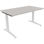 Neutralware Schreibtisch all in one 1.400 x 650-850 x 800 mm (B x H x T) Flachkufe Quadratrohr lichtgrau – Produktbild 3