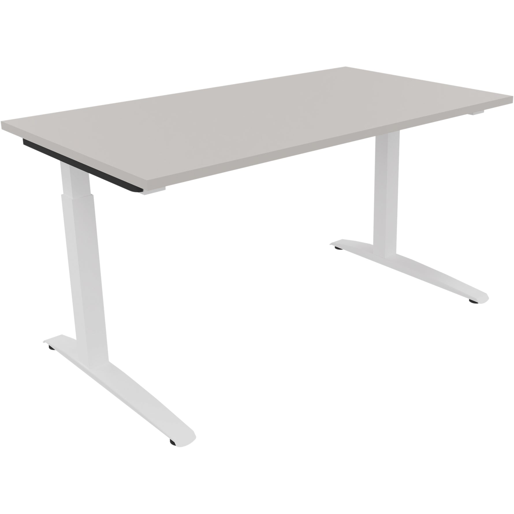 Neutralware Schreibtisch all in one 1.400 x 650-850 x 800 mm (B x H x T) Flachkufe Quadratrohr lichtgrau – Produktbild 3