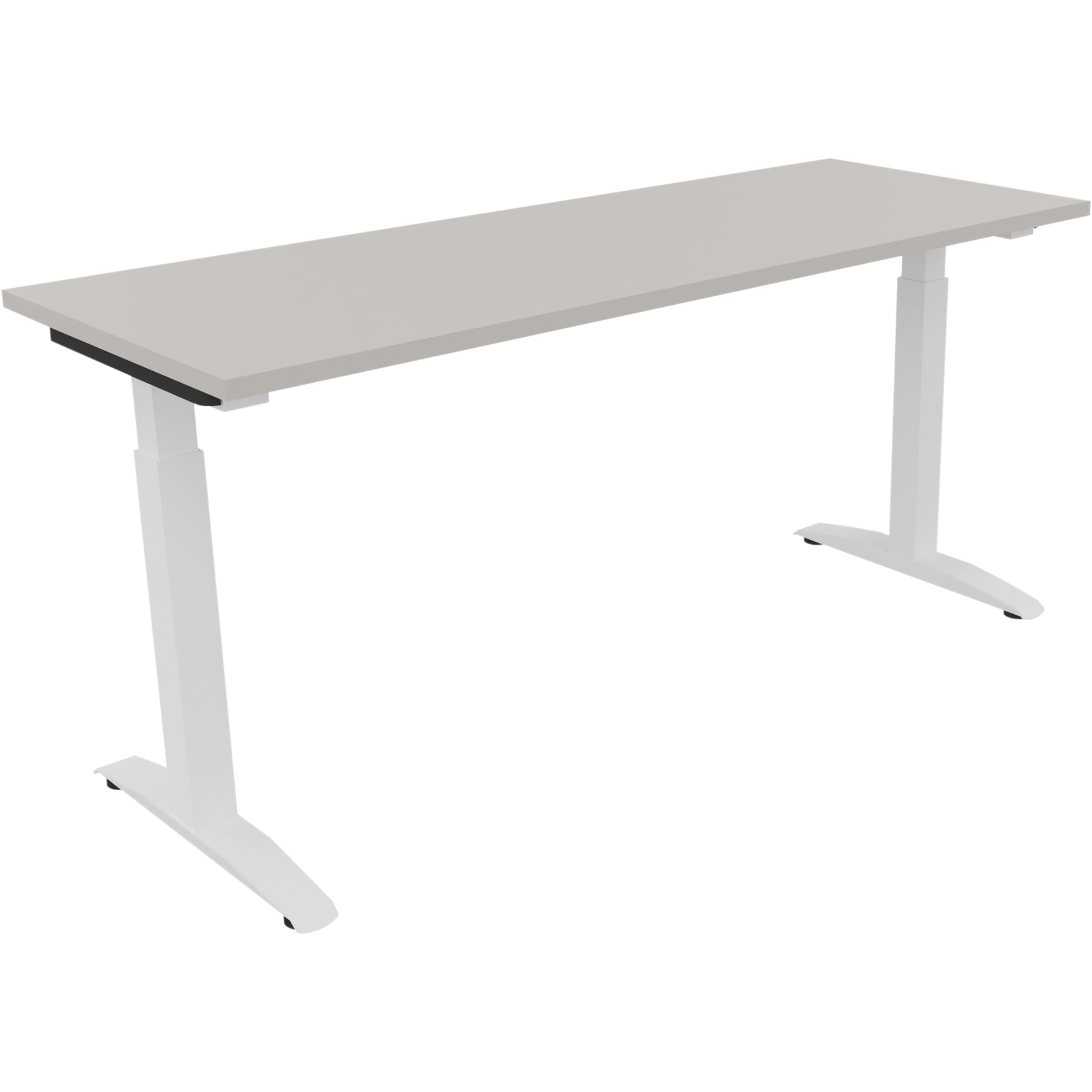 Neutralware Schreibtisch all in one 1.600 x 650-850 x 600 mm (B x H x T) Flachkufe Quadratrohr lichtgrau – Produktbild 3