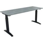 Neutralware Schreibtisch all in one 1.600 x 650-850 x 600 mm (B x H x T) Flachkufe Quadratrohr beton hell