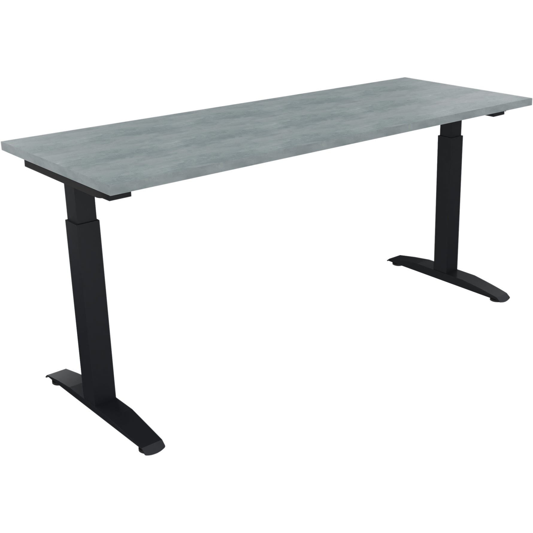 Neutralware Schreibtisch all in one 1.600 x 650-850 x 600 mm (B x H x T) Flachkufe Quadratrohr beton hell