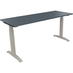 Neutralware Schreibtisch all in one 1.600 x 650-850 x 600 mm (B x H x T) Flachkufe Quadratrohr lavagrau – Produktbild 2