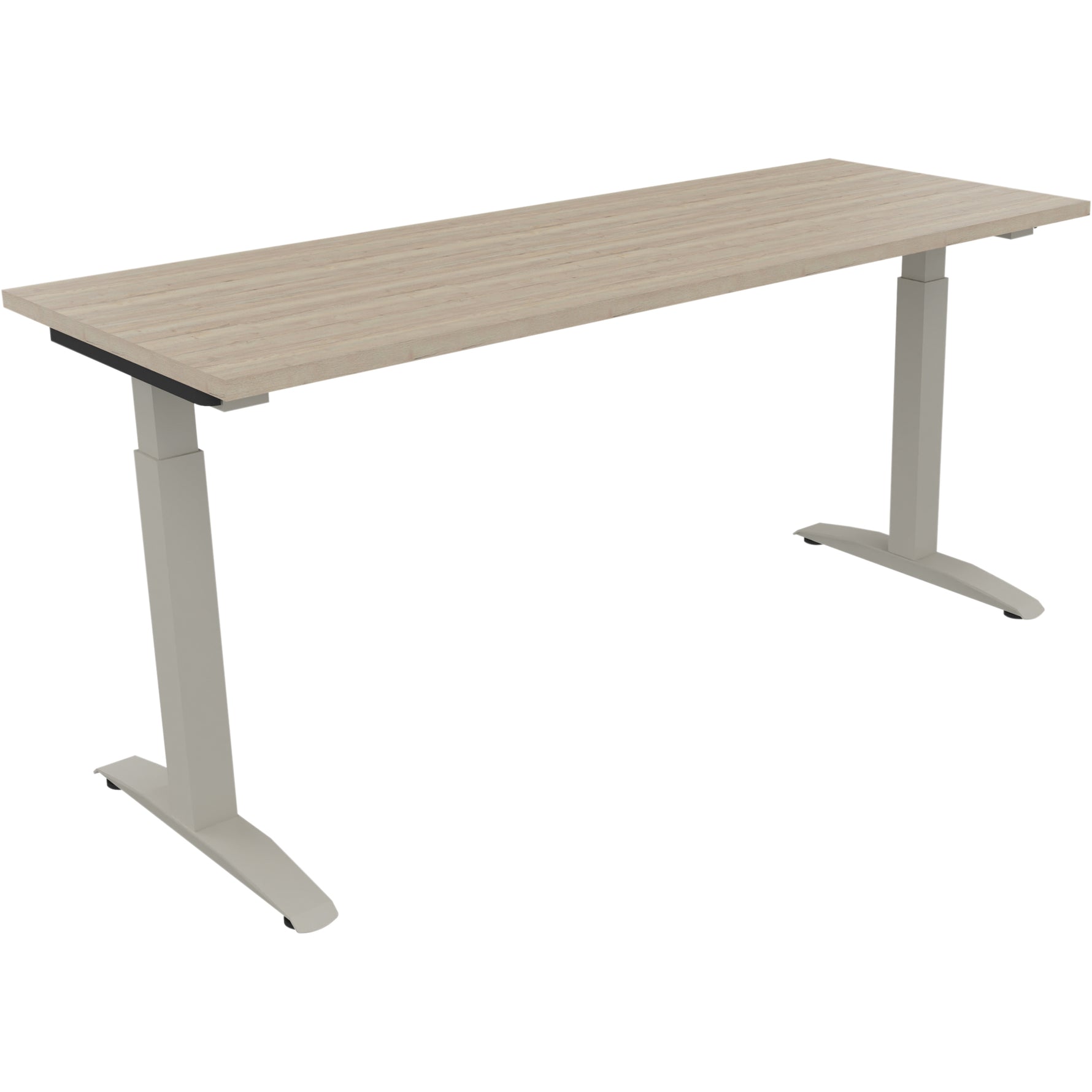 Neutralware Schreibtisch all in one 1.600 x 650-850 x 600 mm (B x H x T) Flachkufe Quadratrohr eiche natur – Produktbild