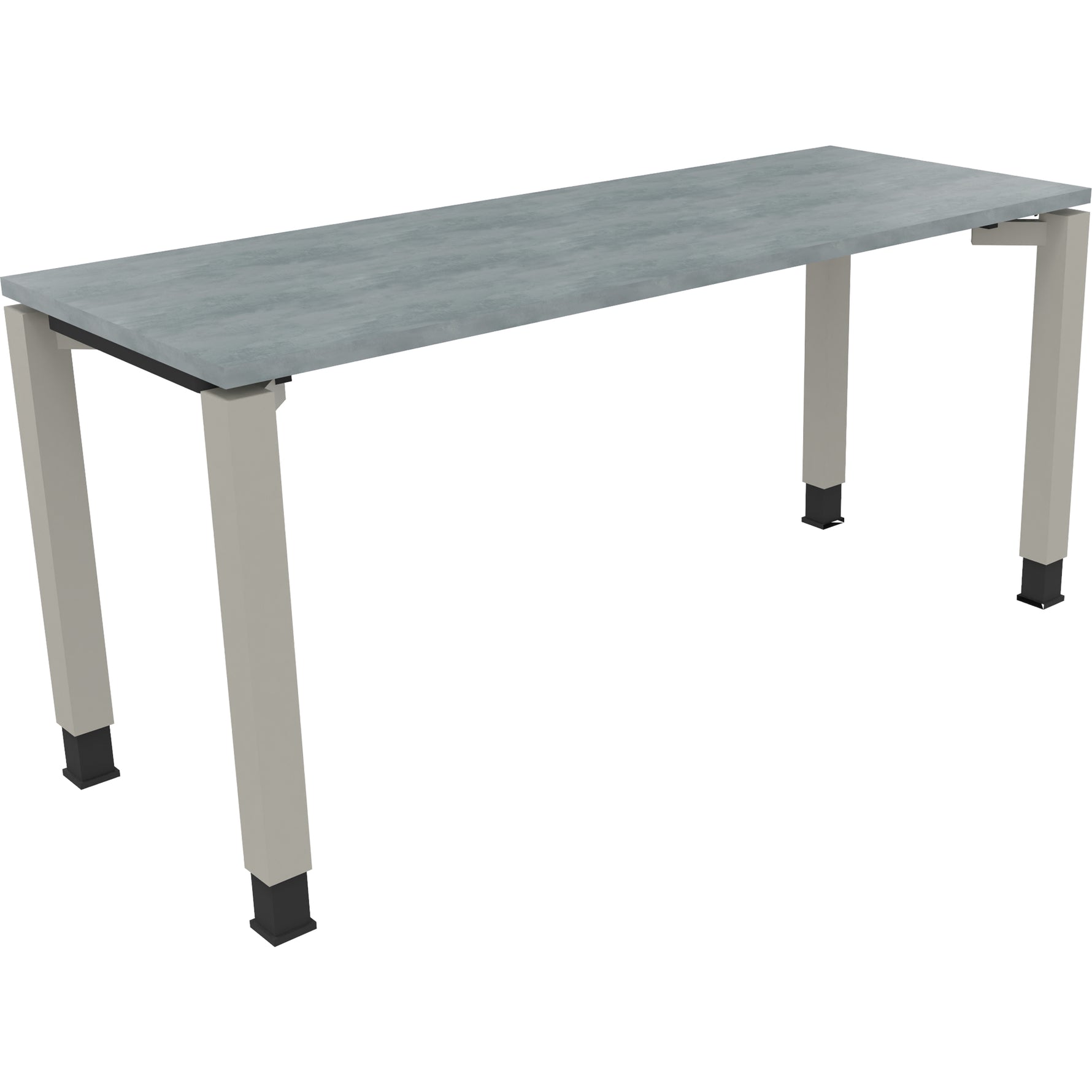 Neutralware Schreibtisch all in one 1.600 x 680-820 x 600 mm (B x H x T) Vierfuß Quadratrohr beton hell – Produktbild 2