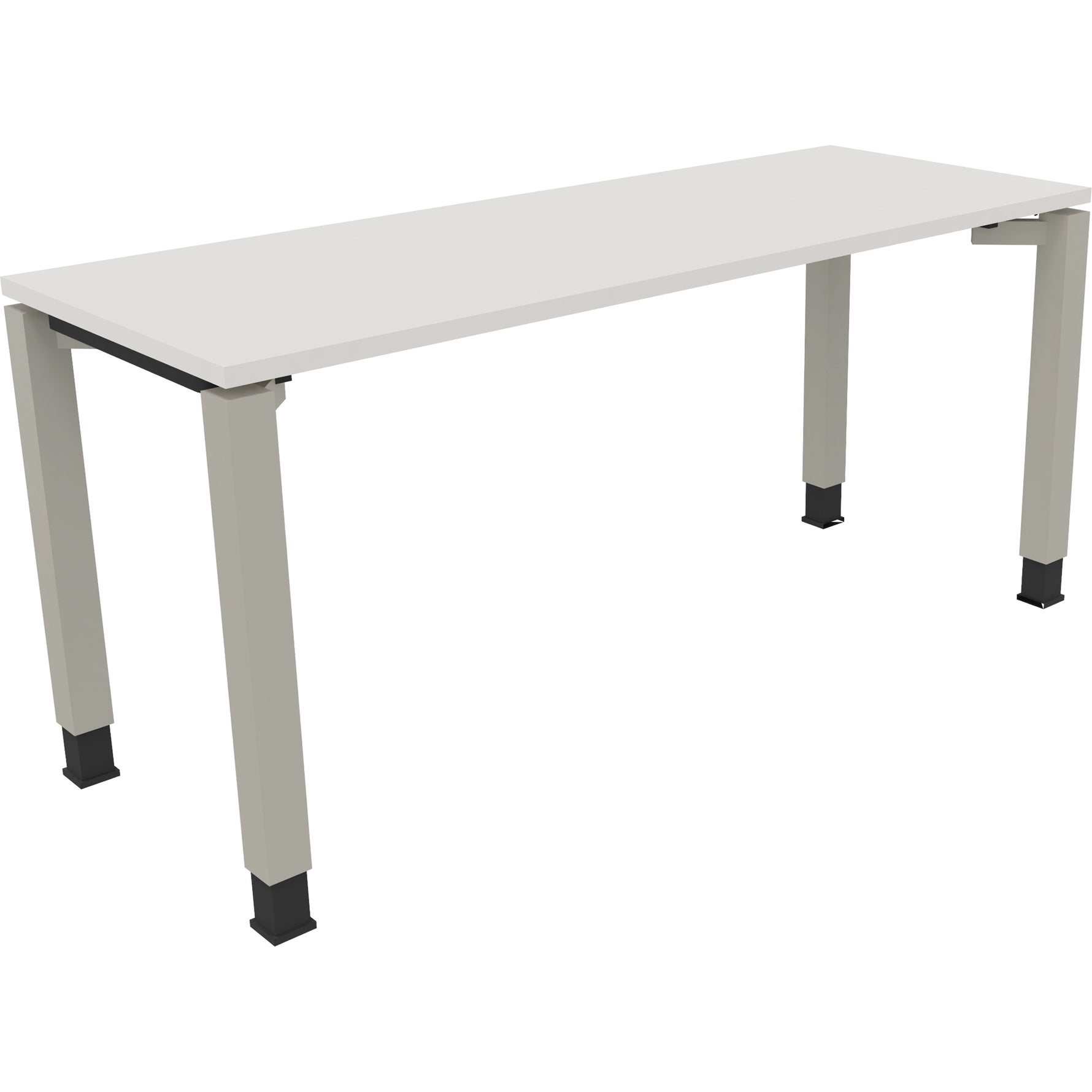Neutralware Schreibtisch all in one 1.600 x 680-820 x 600 mm (B x H x T) Vierfuß Quadratrohr diamant weiß – Produktbild