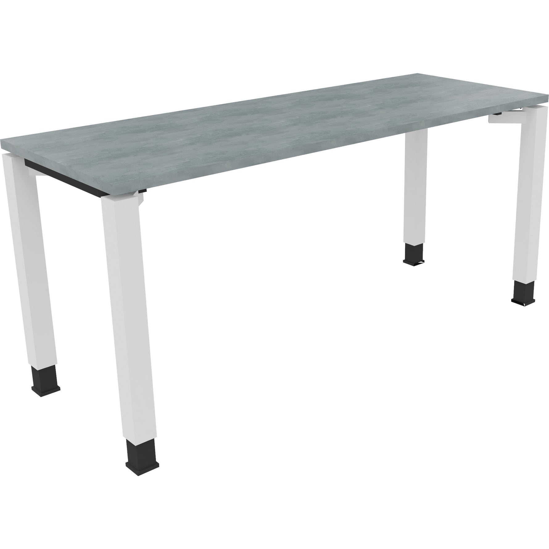 Neutralware Schreibtisch all in one 1.600 x 680-820 x 600 mm (B x H x T) Vierfuß Quadratrohr beton hell – Produktbild 3