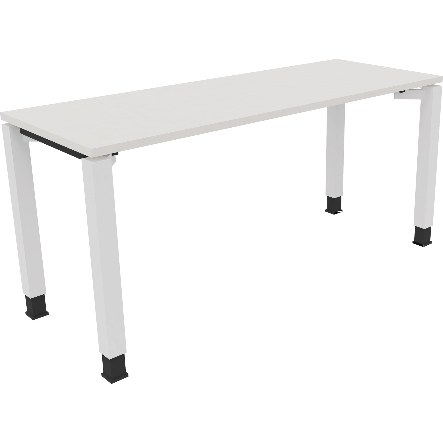 Neutralware Schreibtisch all in one 1.600 x 680-820 x 600 mm (B x H x T) Vierfuß Quadratrohr diamant weiß – Produktbild