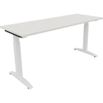 Neutralware Schreibtisch all in one 1.600 x 650-850 x 600 mm (B x H x T) Flachkufe Quadratrohr diamant weiß –