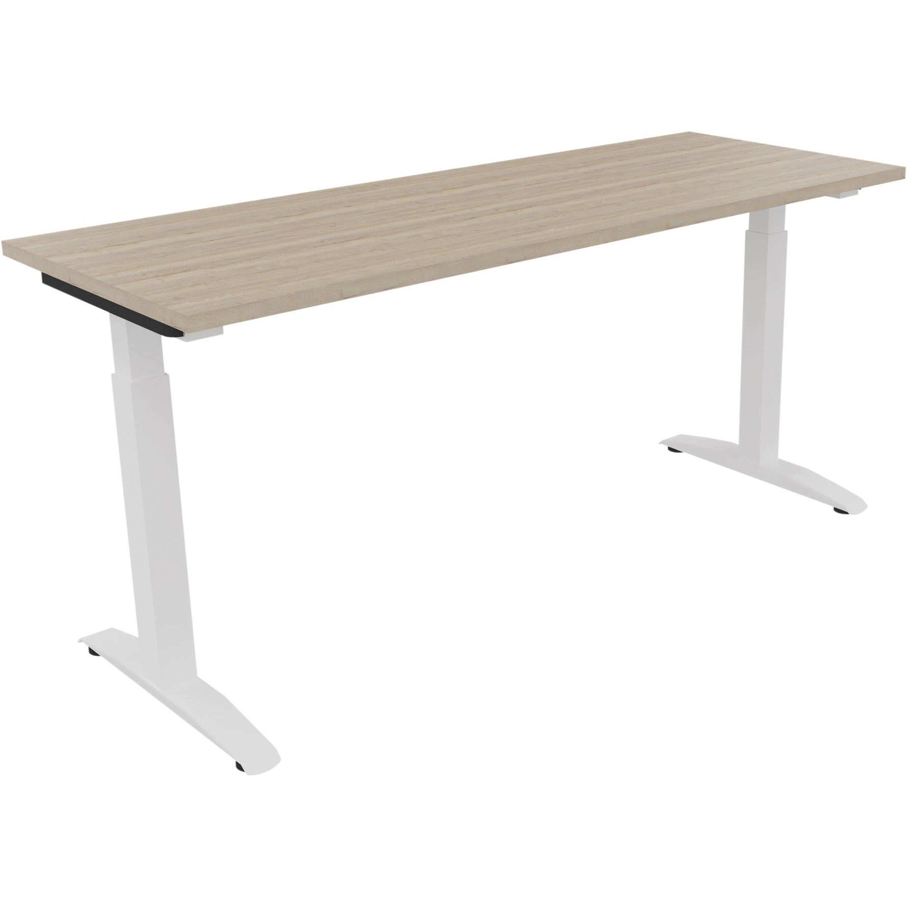 Neutralware Schreibtisch all in one 1.600 x 650-850 x 600 mm (B x H x T) Flachkufe Quadratrohr eiche natur – Produktbild