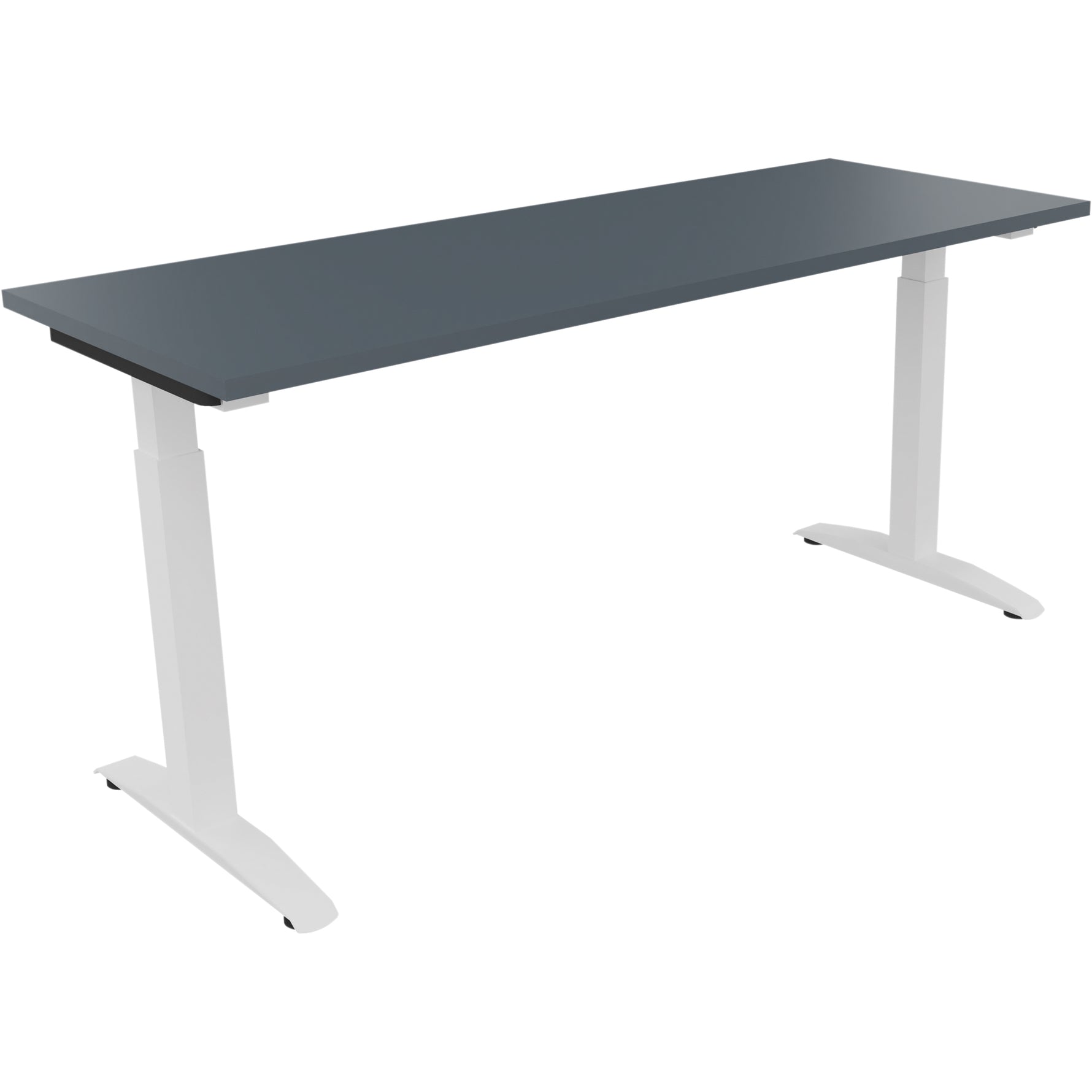 Neutralware Schreibtisch all in one 1.600 x 650-850 x 600 mm (B x H x T) Flachkufe Quadratrohr lavagrau – Produktbild 3