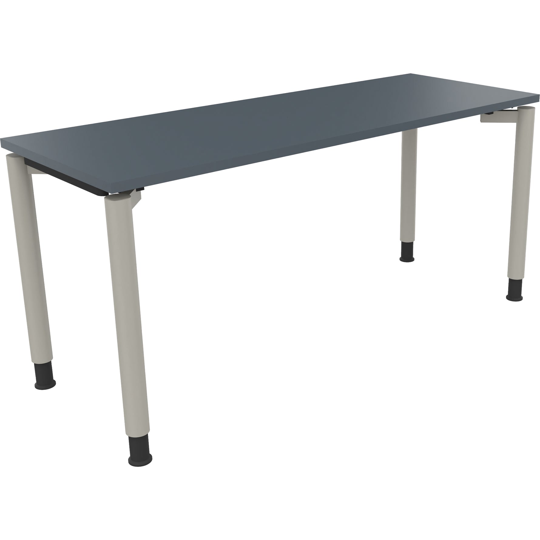 Neutralware Schreibtisch all in one 1.600 x 680-820 x 600 mm (B x H x T) Vierfuß Rundrohr lavagrau – Produktbild 2