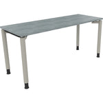 Neutralware Schreibtisch all in one 1.600 x 680-820 x 600 mm (B x H x T) Vierfuß Rundrohr beton hell – Produktbild 2