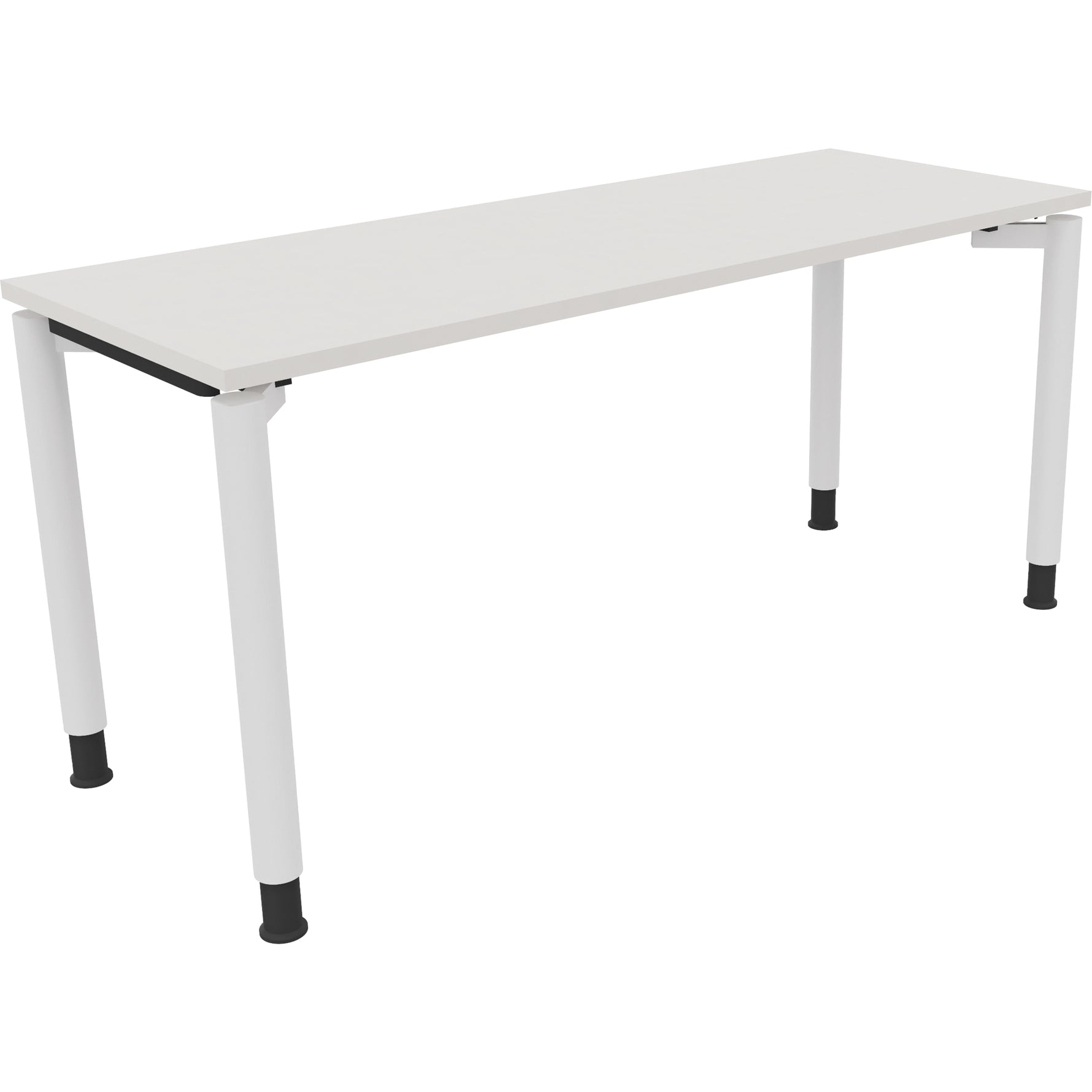 Neutralware Schreibtisch all in one 1.600 x 680-820 x 600 mm (B x H x T) Vierfuß Rundrohr diamant weiß – Produktbild 3
