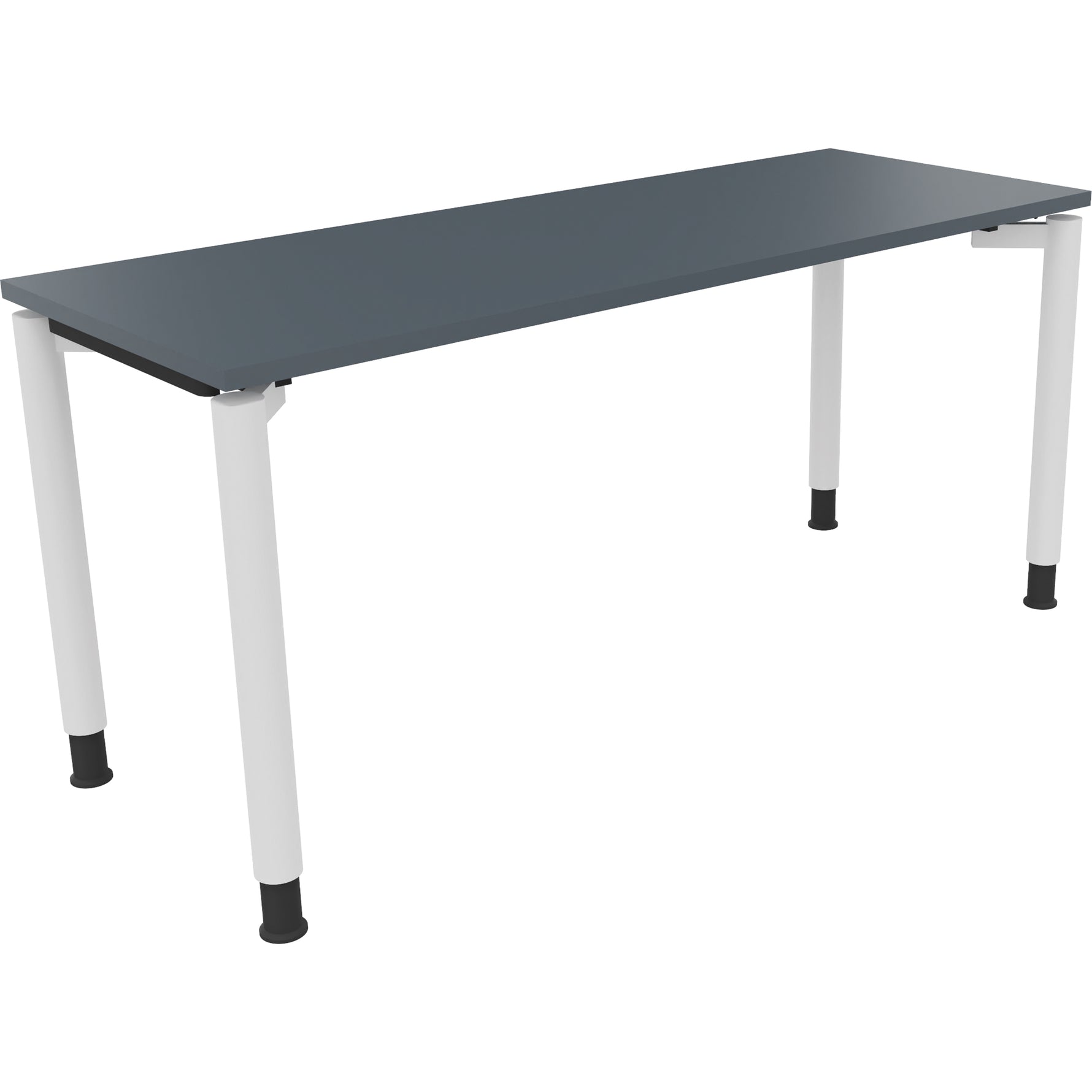 Neutralware Schreibtisch all in one 1.600 x 680-820 x 600 mm (B x H x T) Vierfuß Rundrohr lavagrau – Produktbild 3