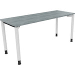 Neutralware Schreibtisch all in one 1.600 x 680-820 x 600 mm (B x H x T) Vierfuß Rundrohr beton hell – Produktbild 3