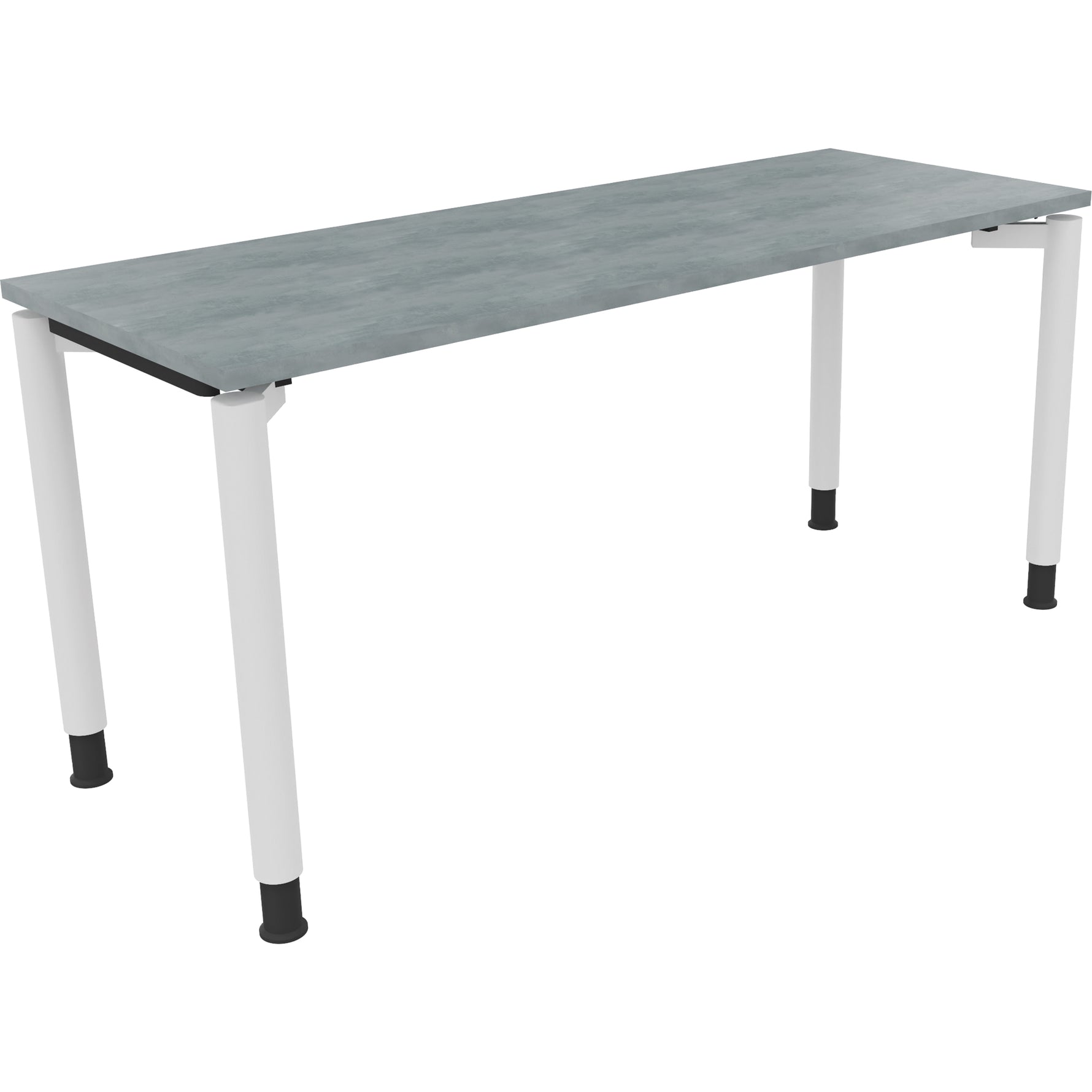 Neutralware Schreibtisch all in one 1.600 x 680-820 x 600 mm (B x H x T) Vierfuß Rundrohr beton hell – Produktbild 3