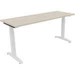 Neutralware Schreibtisch all in one 1.600 x 650-850 x 600 mm (B x H x T) Flachkufe Quadratrohr akazie hell – Produktbild